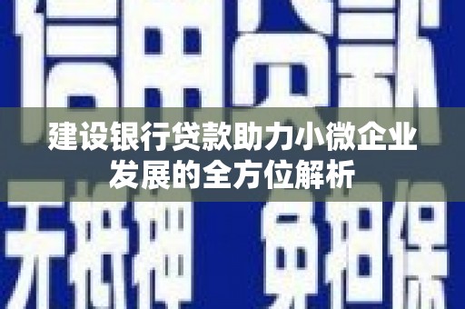 彭州建设银行贷款助力小微企业发展的全方位解析